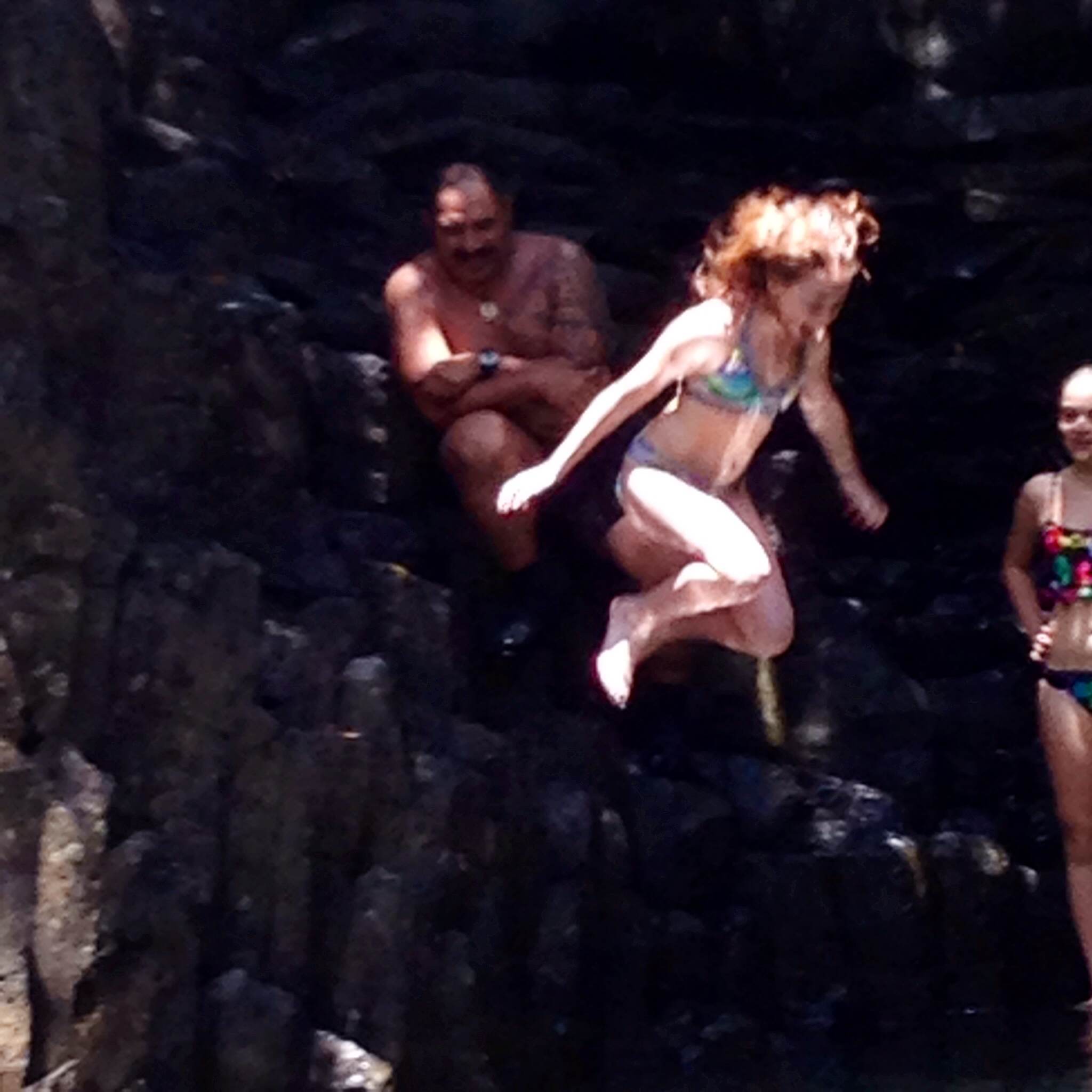 Meg jumps off Maui cliff