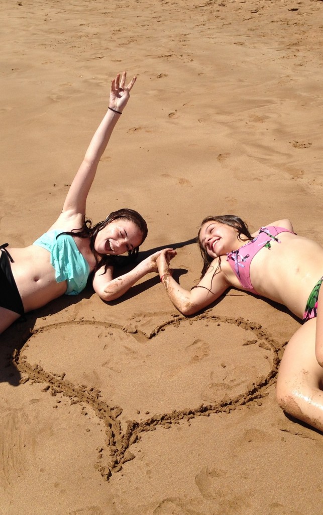 meg excited on beach