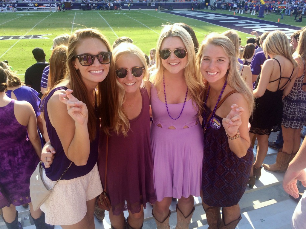 Abbie with friends at TCU game