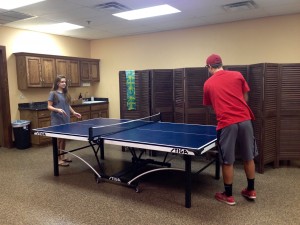 J & A in Sedona hotel playing ping pong