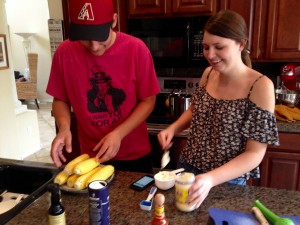 Jack and his girlfriend, Hannah making me dinner on a day that I was very tired. So nice! 